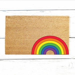 Rainbow Doormat, Housewarming Gift, Birthday Gift, Welcome Mat, LGBTQ, Pride Doormat, Gift For Pride, All Are Welcome