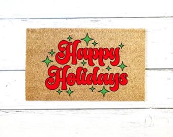 Happy Holidays, Christmas Time, Welcome Mat, Christmas Doormat, Outdoor Rug, Christmas Decor