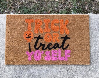 Halloween Doormat, Doormats for Halloween, Trick or Treat, Birthday Gift, Welcome Mat, Outdoor Welcome Mat, Halloween Decor