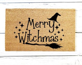 Merry Witchmas Doormat, Christmas Time, Welcome Mat, Christmas Doormat, Outdoor Rug, Christmas Decor, Goth Christmas