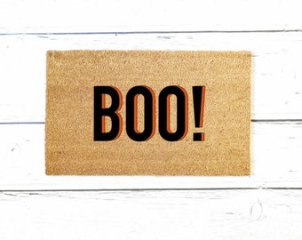 Boo Doormat, Housewarming Gift, Birthday Gift, Welcome Mat, Halloween Doormat, Halloween Decor, Seasonal Decor, Cute Doormat, Outdoor Rug