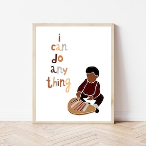 I Can Do Anything, Affirmation, Black Boy Joy, African American Illustration, Boys Room, Inspirational, Black Boys, Melanin, Playing Music