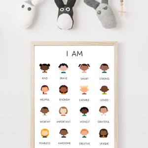 16 Positive Affirmations Poster, I Am Enough, Kid Affirmations, Preschool Poster, Montessori Wall Art, Educational Posters image 5