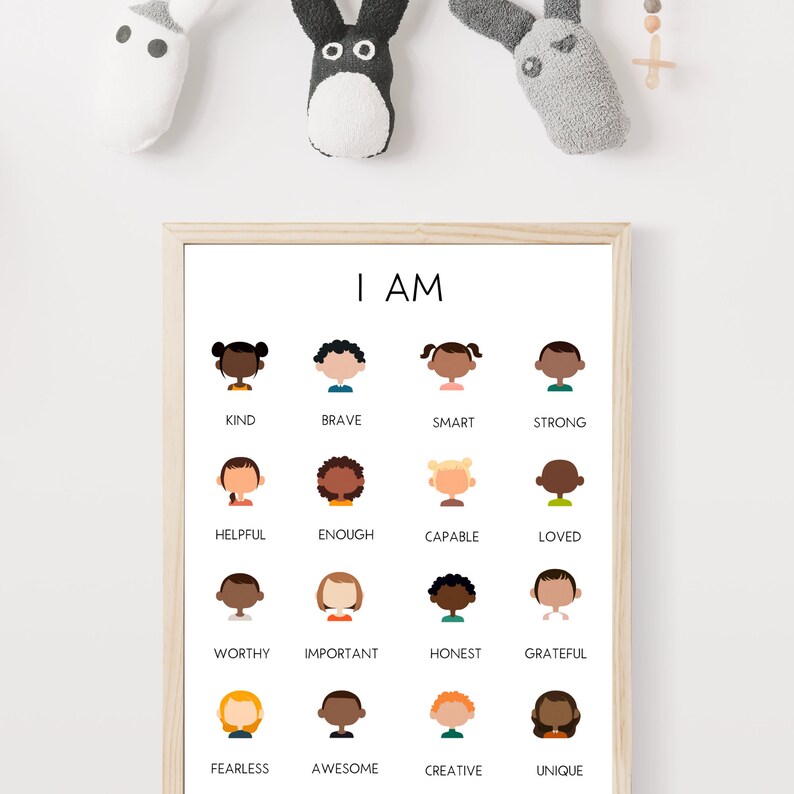 16 Positive Affirmations Poster, I Am Enough, Kid Affirmations, Preschool Poster, Montessori Wall Art, Educational Posters image 5