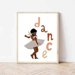 Dance Digital Wall Art, Girl Dancing, Nursery Wall Art, Affirmations, African American Wall Art, Child&#39;s Room Wall Art, Girl&#39;s Room Wall Art