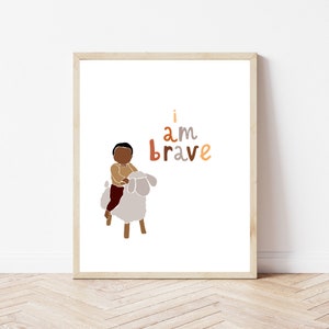 I Am Brave, Affirmation, Digital Wall Art, Black Boy Joy, African American Illustration, Boys Room, Kids, Inspirational, Black Boys, Melanin