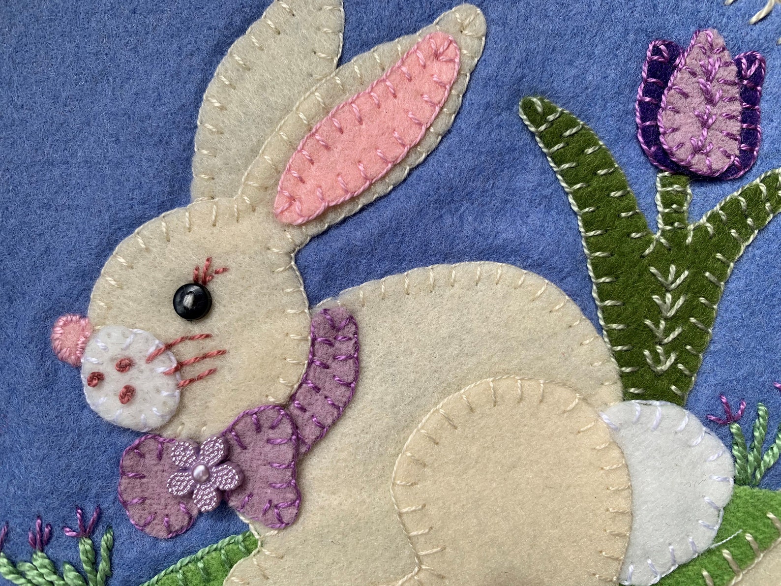 Finished Sweet Bunny Wool Applique Table Mat Etsy