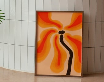 Abstracte kunst, bloemsierkunst, kunstafdrukken bloemen, bloemendecor, kleurrijke print, meisjesslaapkamer, cadeau-idee, inspirerende kunst, minimalistische kunst