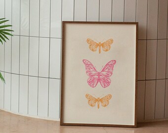 Butterfly Wall Art - Butterfly Print - Digital Download - Feminine Art Wall - Wall Art for Bedroom - Girly decor - Trendy Wall Art - Y2K ART