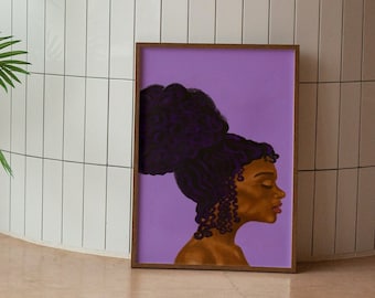 Girl Wall Print Black Women Art Gifts For Women Painting Art Portrait Feminism Black Girl Art Feminine Modern African Art Afro Decor Wall