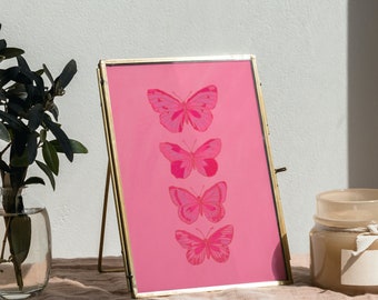 Mariposa arte decoración mariposa moda impresión arte rosa mariposa pared decoración arte femenino descarga digital girly pared arte regalos para niñas rosa