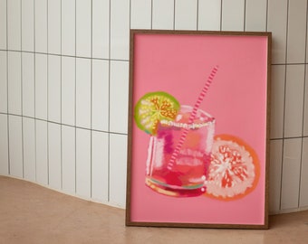 Cocktail Bar Decor - Art Bar Cart - Margarita kunst aan de muur - Digitale Download Art Margarita - Cocktail Wall Print - Keukenkunst - Bar Cart Print