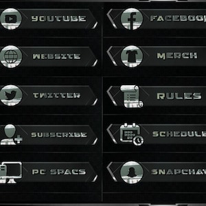 15x Twitch Black and Silver Panels - 3D Details