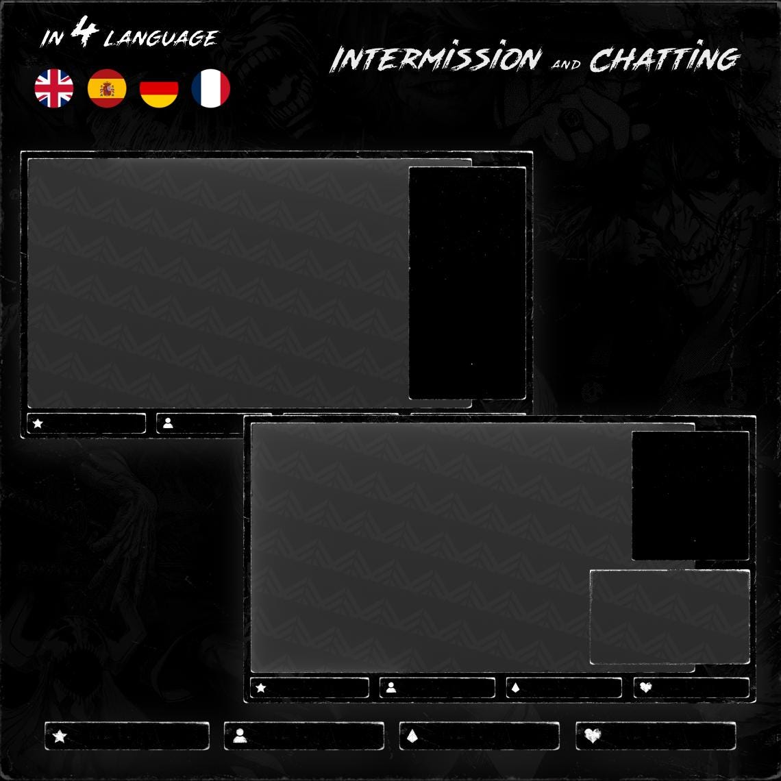 Animated Dark Anime Stream Package | Twitch Overlays, Screens, Panels ...