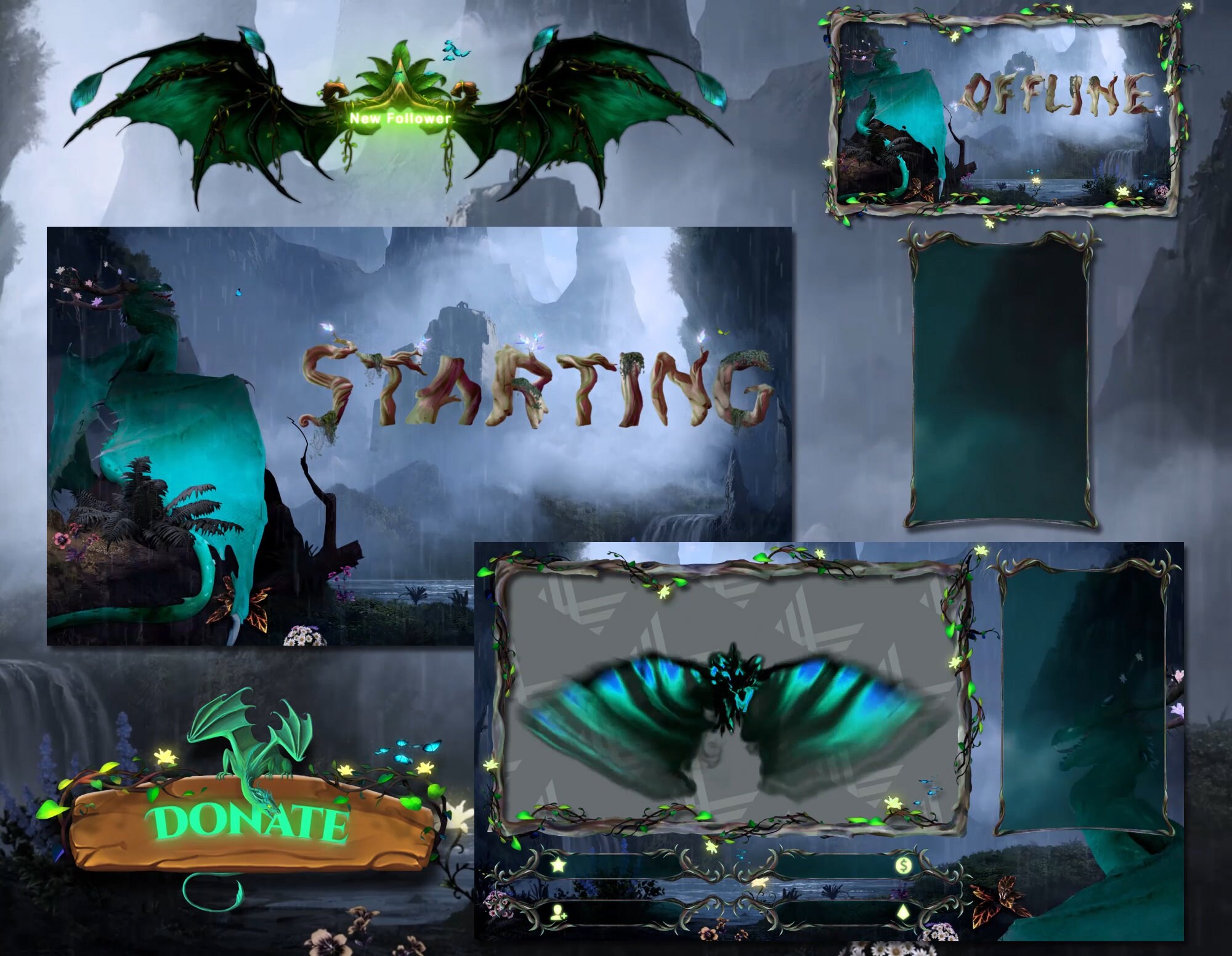 Animated Dragon Stream Package: Green Rain God Theme