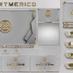 White and Gold - Full Clean Animated Stream Package / Panels / Webcam / Facecam / Screens / Alerts / Chat / Intermission