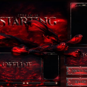 Red Sky Stream Package | Panels | Webcam | Facecam | Screens | Alerts | Chat | Intermission - Full animated