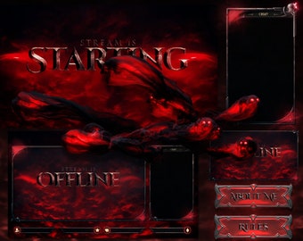 Red Sky Stream Package | Panels | Webcam | Facecam | Screens | Alerts | Chat | Intermission - Full animated