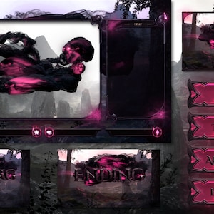 Dark Fantasy Stream Paket - Lila Version | Paneele | Webkamera | Facecam | Schirme | Benachrichtigungen | Chatten | Pause - Voll animiert