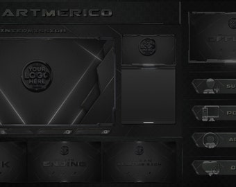 Dark Animated Twitch Stream Pack: Overlays, Screens, Panels