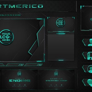 Twitch Pack - Animated Stream Pack - Streaming Scenes - Twitch overlays - Animated screens - Panels Twitch Stream | Black and Blue