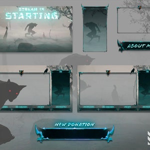 Werewolf Stream Package | the Night Creature | Panels | Webcam | Facecam | Screens | Alerts | Chat | Intermission - Full animated