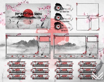 Animated Sakura Cherry Blossom Stream Overlay Package