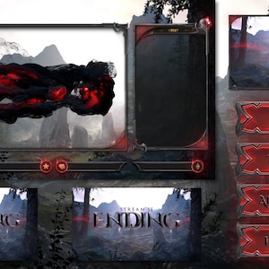 Dark Fantasy Stream Package - Red Version | Panels | Webcam | Facecam | Screens | Alerts | Chat | Intermission - Full animated