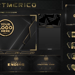Black and Gold - Full Clean Animated Stream Package / Panels / Webcam / Facecam / Screens / Alerts / Chat / Intermission
