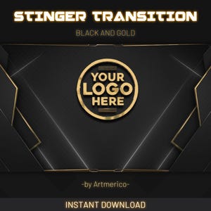 Dark Gold Stinger Transition: Animated Stream Overlay (WebM & MOV)