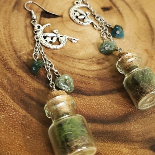 Moss Jar Fairy Earrings Cottage Core Jewelry Etsy
