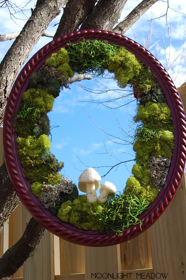 Moss Art Mirror Mushroom Mirror Cottagecore Mirror Etsy