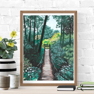 Landscape Art Print, Bridge Art Print|| Calming art prints, Wall Art, Wall Decor, Room Decor, Office Decor