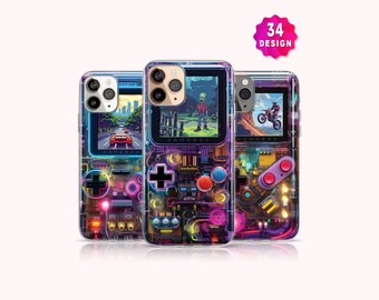 Retro Gameboy MagSafe Handyhülle, iPhone 17/16/15 Pro Max Konsolen Hülle, Samsung Galaxy S25/S24/S23/S22 Hülle, 80er Jahre Videospiel Hülle