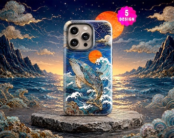 Fantasy Asian inspired Moon Phone Case with Stained Glass Mosaic, Mystic Zodiac iPhone 17 16 15 14 Case