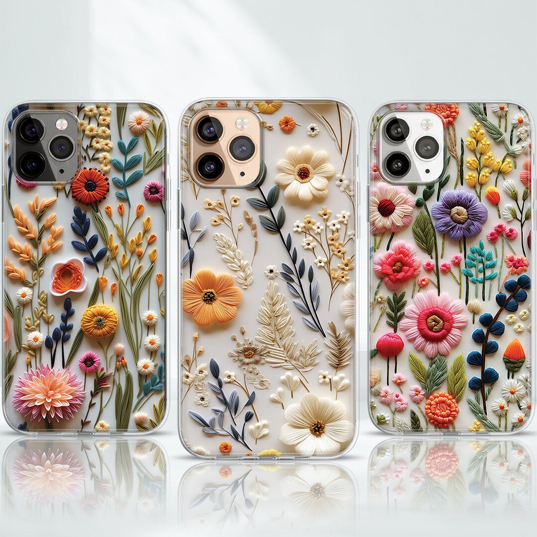 3d Floral Embroidery Magsafe Phone Case, Aesthetic iPhone 15 14 13 Case,  Coquette Phone Case, Girly Phone Case Pink, Samsung Galaxy S24