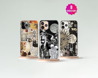 iPhone 15 14 13 MagSafe Case, Emo Halloween Creepy Eyes Horror Movie Dark Academia Phone Case, Ghotic Dark  Collage Phone Case, Samsung S24