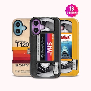 Custom Retro VHS Tape iPhone 17 16 15 Pro Case, Vintage 80s 90s Film Phone Cover for Samsung S26 S25 S24