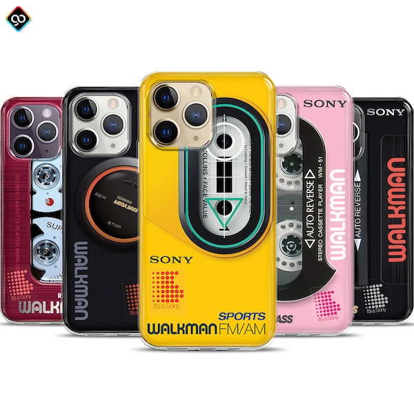 Walkman rétro coque de portable, coque pour iPhone 14 Pro, coque pour iPhone 13 Pro Max, coque pour iPhone 12 11 Pro Max, coque vintage nostalgie des années 80 et 90, coque de téléphone musique