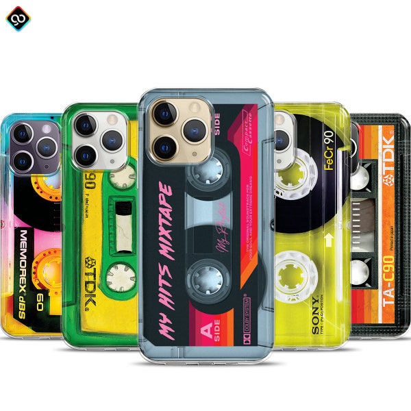 Cool Retro Cassette Tape Custom Phone Case Vintage Audio Mixtape Phone Case iPhone 15 14 13 12 11 Pro Max Case 80s 90s Cute Cell Phone Case