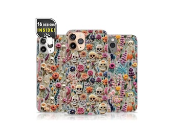 Spooky Girl Gothic Skeleton Halloween Phone Case Cute Halloween Autumn Aesthetic Phone Case Cozy Ghost Reader Halloween Gift Phone Case