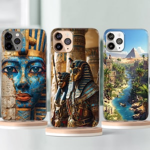 iPhone 15 14 13 MagSafe Case, Mystical Egypt Phone Case, Egyptian Pharaoh Hieroglyphics, Ancient Egypt Pyramids Phone Case, Samsung S24 S23
