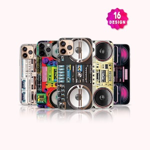 Custodia per telefono Boombox, custodia per iPhone retrò anni '80 e '90, custodia per iPhone 17/16/15 Pro Max, regali nostalgici, custodia per telefono con musicassetta