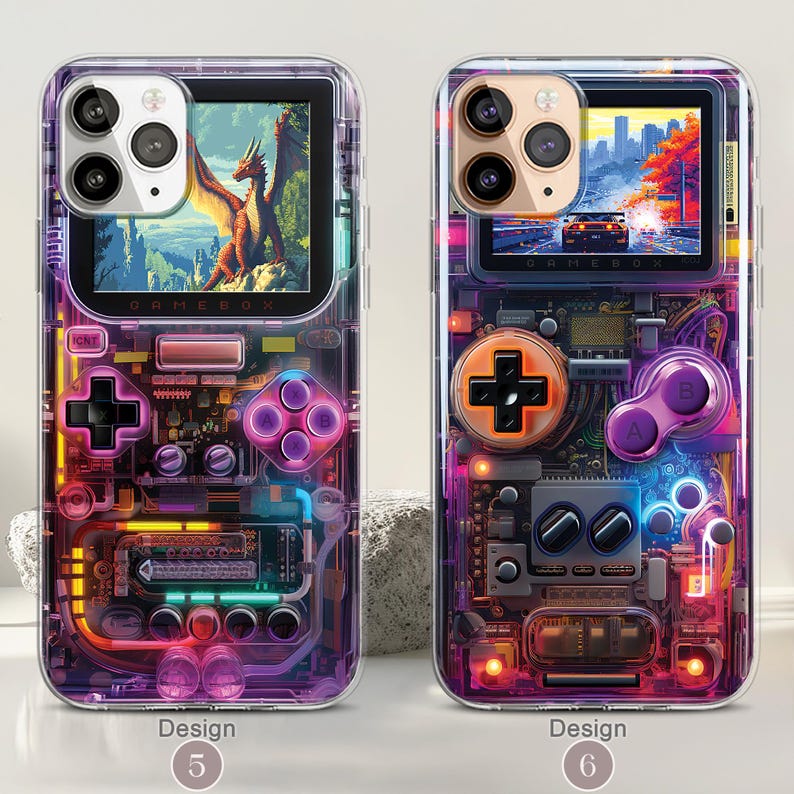 Retro Gameboy MagSafe Handyhülle, iPhone 17/16/15 Pro Max Konsolen Hülle, Samsung Galaxy S25/S24/S23/S22 Hülle, 80er Jahre Videospiel Hülle Bild 4