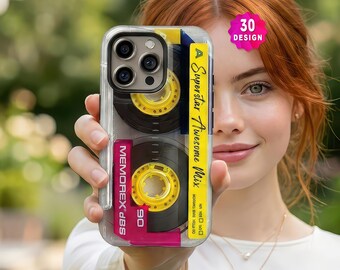 iPhone 17 16 15 14 Pro Max Custom Cassette Tape Case: Old School Tech Style Cover