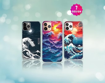 Katsushika Hokusai Great Waves Japanese Phone Case, iPhone 15 14 13 MagSafe Case, Japanese Kanagawa Wave Phone Case, Samsung Galaxy S24 S23