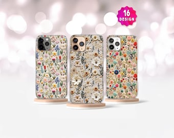 Embroidery Flower Coquette Woman Phone Case, iPhone 15 14 13 MagSafe Case, Teens Girl case, Phone case for Mom, Samsung Galaxy S24 S23