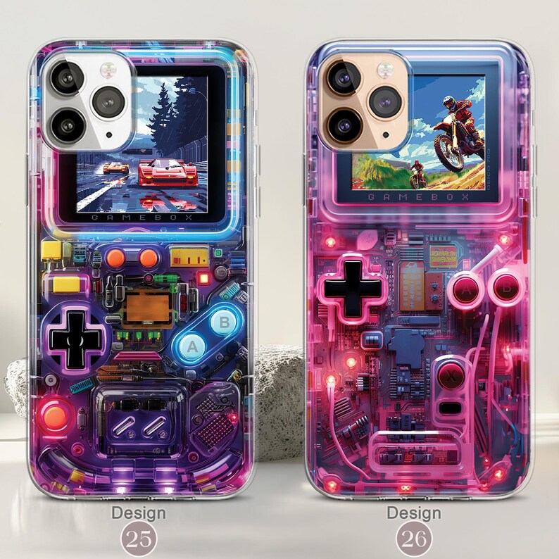 Retro Gameboy MagSafe Handyhülle, iPhone 17/16/15 Pro Max Konsolen Hülle, Samsung Galaxy S25/S24/S23/S22 Hülle, 80er Jahre Videospiel Hülle Bild 14
