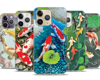 Funda para iPhone con diseño de pez koi, funda para iPhone 16, 15 y 14, funda para teléfono con diseño de pez koi, funda para iPhone 14 Pro Max, funda para iPhone 13 Pro, funda para iPhone 16 Pro