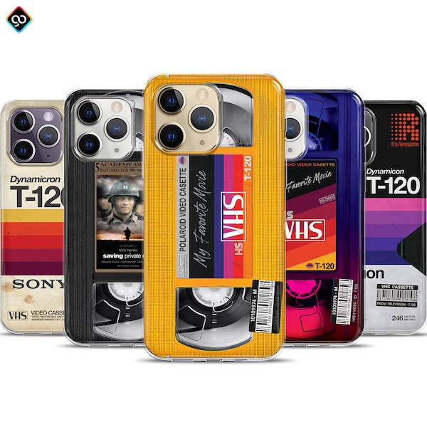 Cas de téléphone avec bande VHS rétro, coque Pro Max pour iPhone 15 14 13 12 vintage, mini coque pour iPhone 15 14 13 12 Pro Max, coques VHS, coque d'iPhone rétro des années 80 et 90, cadeau nostalgie